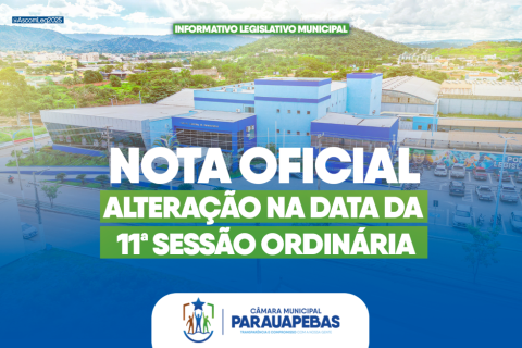 11ª Sessão Ordinária é atencipada pela Câmara para segunda-feira 28 de abril